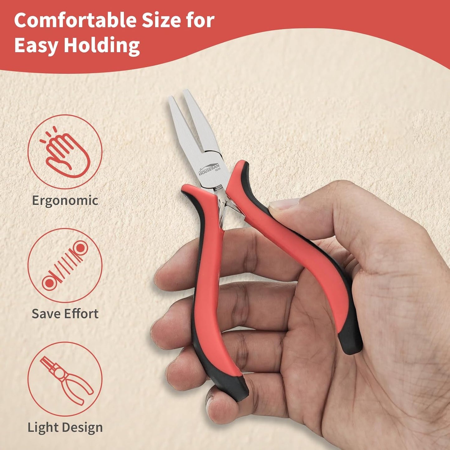 Flat Nose Pliers 5" - 5 Pack, Flat Jaw Pliers for Jewelry Making, DIY, Craft, Repairing