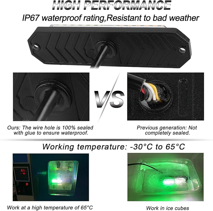 ASPL 8pcs Sync Feature Ultra Slim 12-LED Surface Mount Flashing Strobe Lights for Truck Car Vehicle LED Mini Grille Light Head Emergency Beacon Hazard Warning Lights (Green/White)