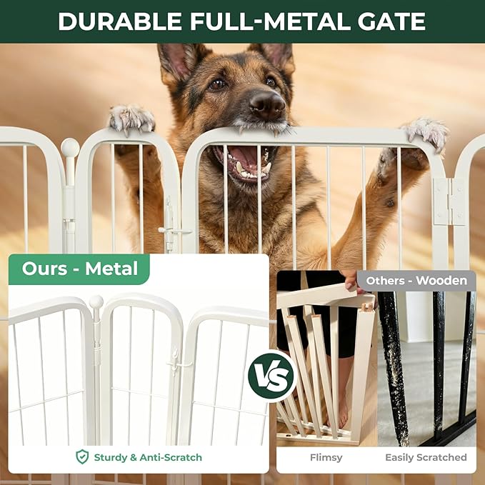 FXW Dog Gate Extra Wide Designed for Indoor Use, Adjustable Width Up to 55-inch Wide (45" H 2 Wire Panels for Large Dogs), White