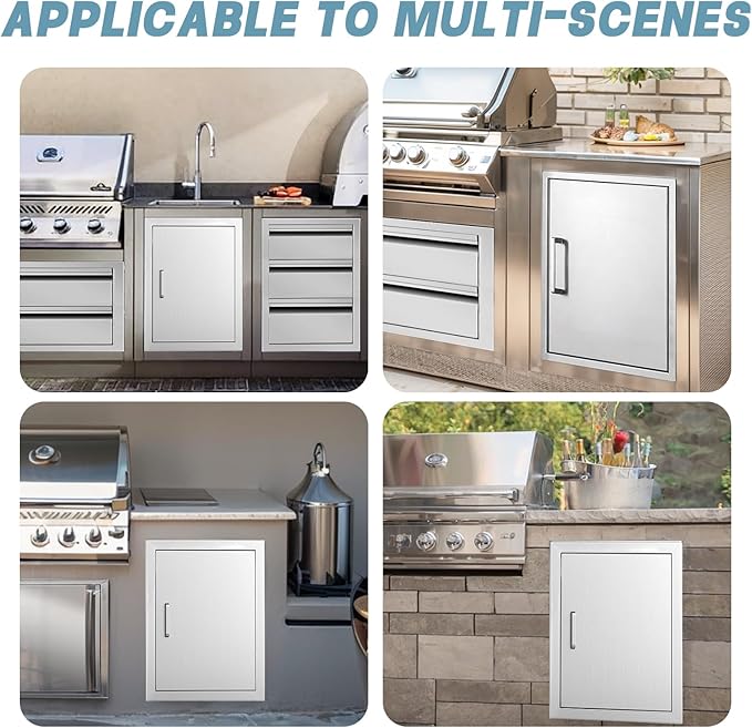 Outdoor Kitchen Door, 17 "W23 H Outdoor Kitchen Access Door, Stainless Steel Barbecue Single Door, Can Be Used for Outdoor Kitchen Island Or Outdoor Kitchen