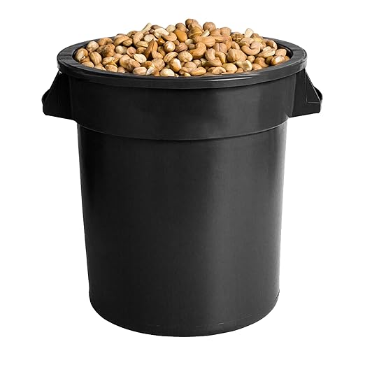 PRO&Family Commercial Round Trash Can with Lid and Dolly Rolling Waste Container, Ingredient Bin, Heavy-Duty Plastic, Anti-Static, Kitchen, Office, Outdoor Use (Black, 20 Gallon)