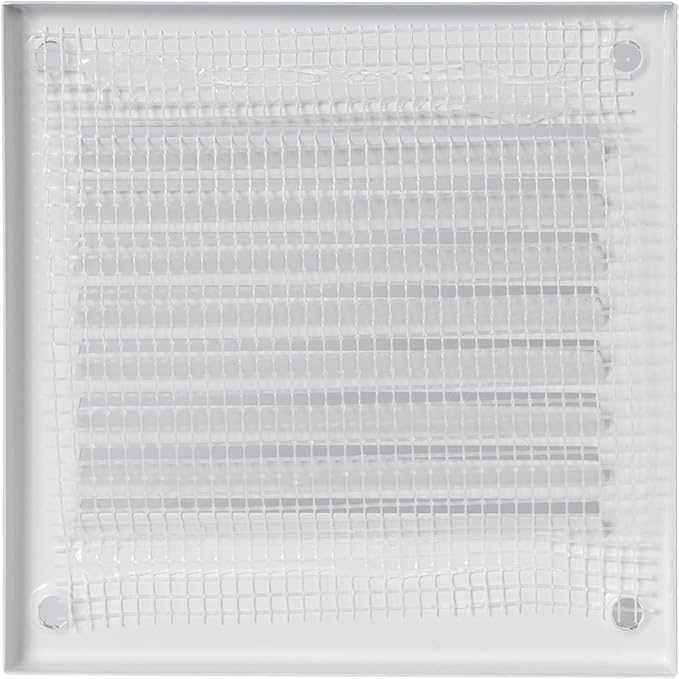 Repa Market 5-Pack 4x4 Inch Air Vent Cover/White Galvanized Steel Louvered Grill Cover with Mesh Screen/Wall or Ceiling Vent/Durable Flush Mount HVAC Register for Indoor and Outdoor Ventilation