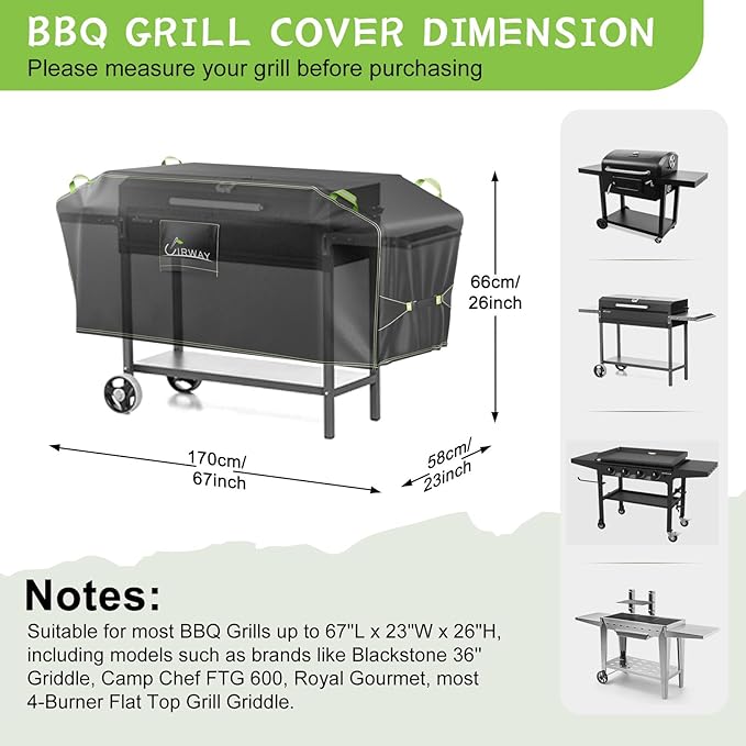 UIRWAY Griddle Cover for Blackstone 36" Griddle, Waterproof & Windproof Grill Cover for Outdoor Grill, Barbecue Cover with Reflective Strip and Air Vent for Most 4-Burner Flat Top Grill