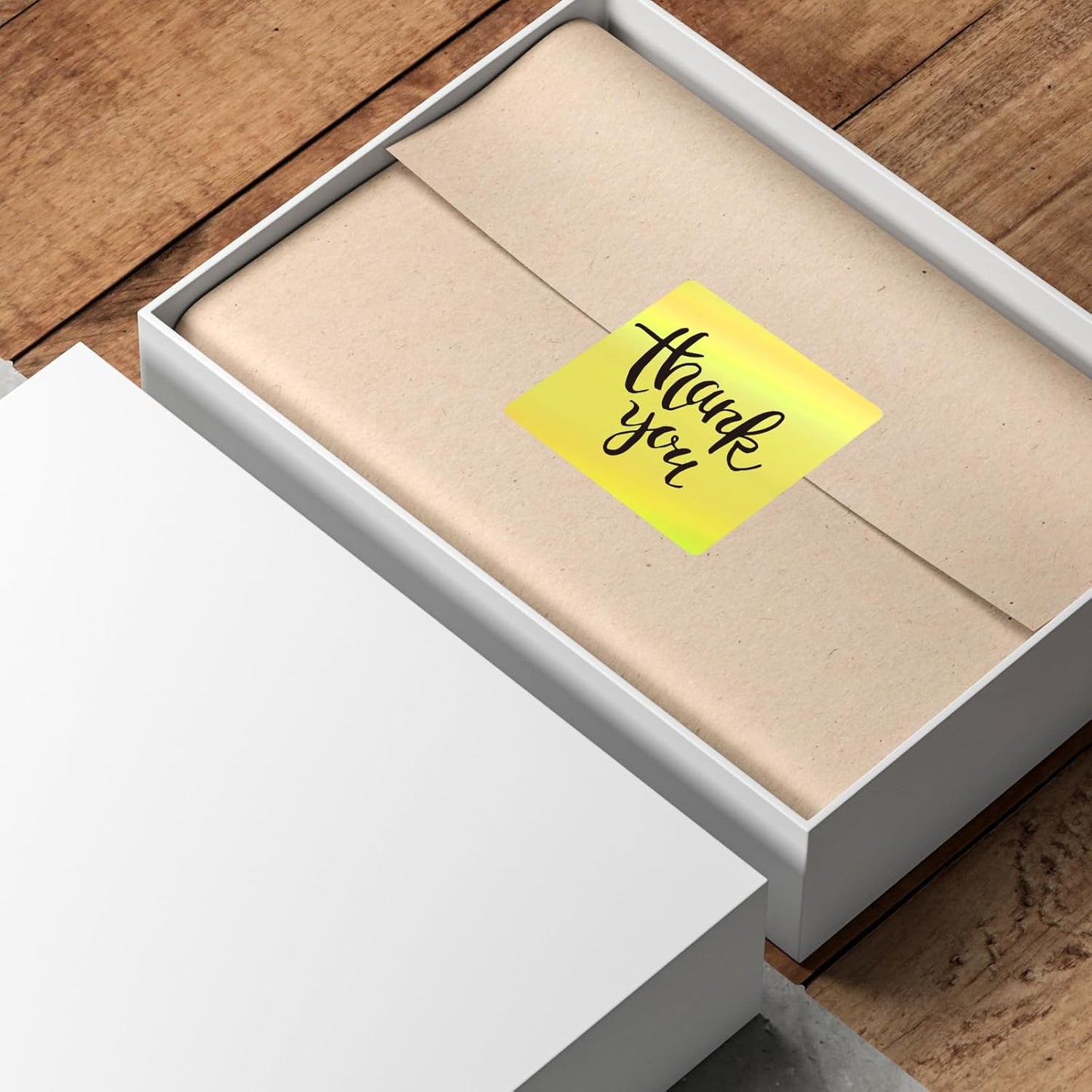 Square Thermal Labels Stickers 2" x 2", Holographic Thermal Stickers Labels, Self-Adhesive Glitter Direct Thermal Label for Small Business, DIY Design- Holographic Yellow