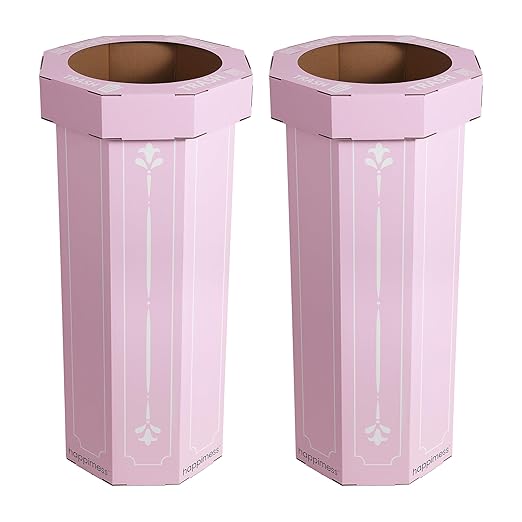 Eyely MPH1301D-SET2 Sal 25-Gallon Disposable Corrugated Cardboard Event Trash Can and Recycling Bin for BBQs, Beach, Parties & Events & Outdoor Activities, Bridal Pink (Set of 2)