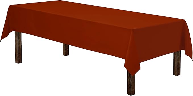 Gee Di Moda Rectangle Tablecloth - 60 x 84 Inch Burnt Orange Table Cloth for 5 Foot Rectangle Tables - Heavy Duty Washable Fabric - for Holiday Party, Dinner, Weddings, Baby Shower & Events