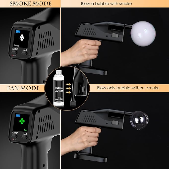 Smoking Gun for Cocktails and Food, Handheld, One Key Operation, 5000mAh Rechargeable Battery, with 1.4-inch Color Screen, for Wine, Drinks, Coffee, Bar, Party