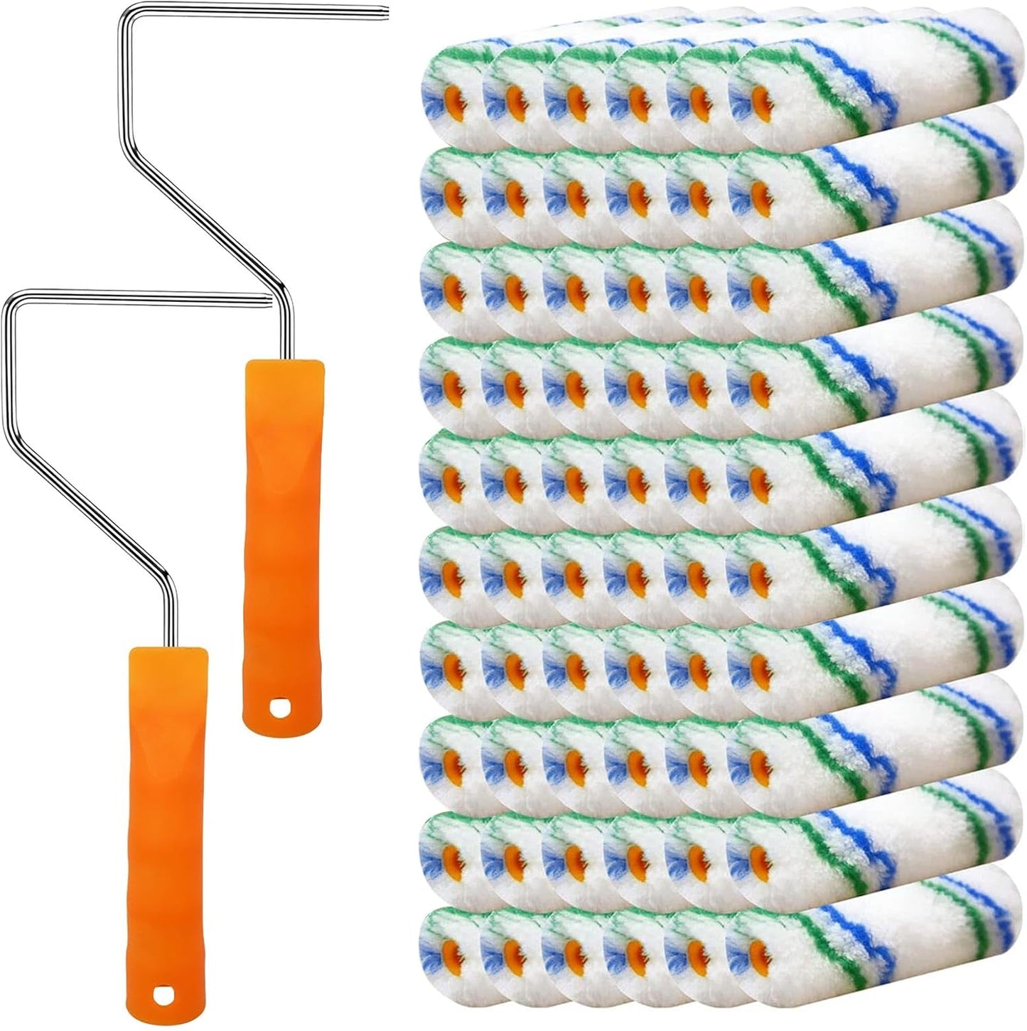 60 Piece Paint Roller Cover with 2 Frame Set, 4 inch Microfiber Roller Covers, Washable Covers for Roller Frame, House Painting Supplies, Naps for Paint Roller Brush for Painting Walls Ceilings