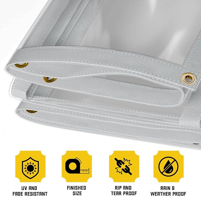 Core Tarps 20 Mil Extreme Heavy Duty Clear Tarp with Gromments - 16x20ft Super Clear Tarps Heavy Duty Waterproof Vinyl Tarpaulin, Transparent Tarp for Outdoor, Camping & Construction, Clear