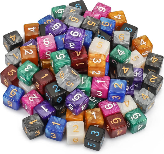 CiaraQ DND Polyhedral Dice (100pcs) with A Dice Bag Compatible with Dungeons and Dragons DND RPG MTG Role Playing Table Games (D6 dice, 10 colors-100 pcs)