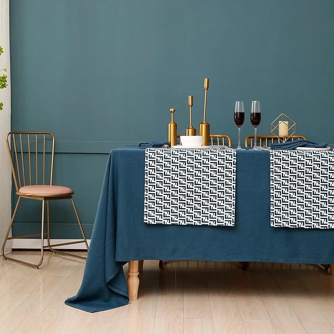 Blue Table Cloth for Rectangle Tables 60 x 120 Inch, Washable Waterproof Textured Linen Tablecloth, Classic Decorative Table Cover for Wedding, Farmhouse, Buffet, Party, Outdoor - Blue