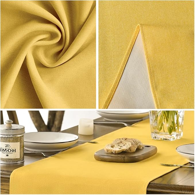 Artoid Mode Yellow Table Runner, Seasonal Summer Fall Washable Kitchen Dining Table Decoration for Home Party Decor 13x120 Inch
