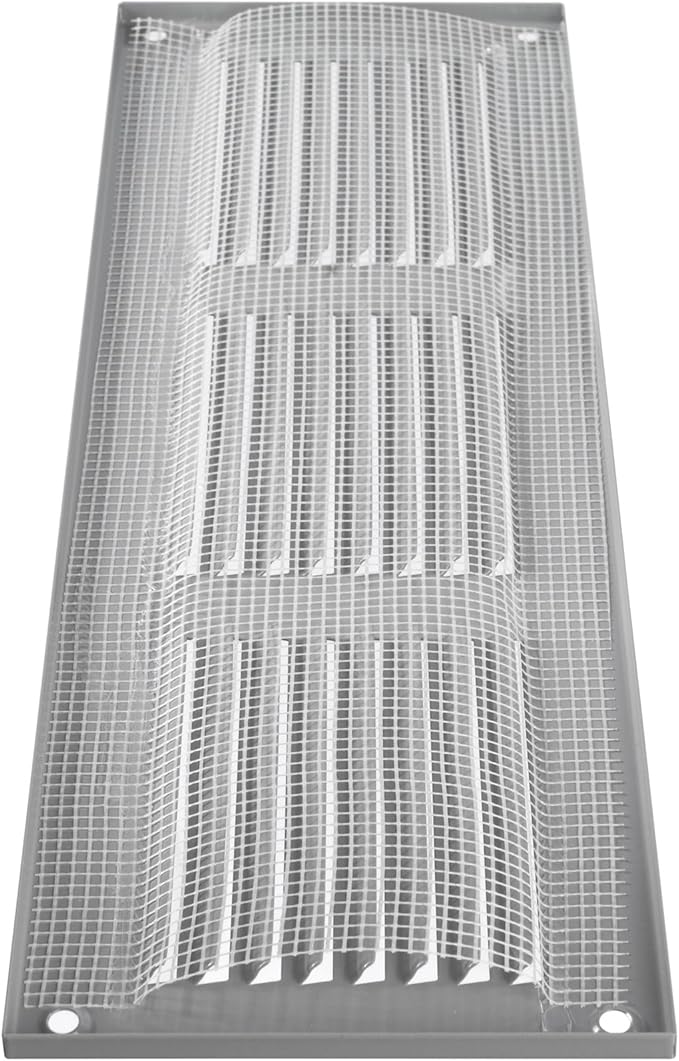 Repa Market 12x4 Inch Air Vent Cover/Gray Galvanized Steel Louvered Grill Cover with Mesh Screen/Wall or Ceiling Vent/Durable Flush Mount HVAC Register for Indoor and Outdoor Ventilation