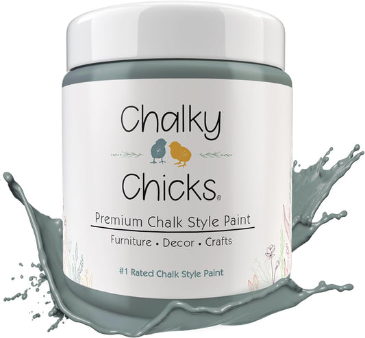 Chalky Chicks All-in-One Chalk Paint for Furniture or Cabinet - 16 Fl Oz - Matte Finish Sea Glass (Light Blue) for Metal, Wood Furniture Paint - No Sanding All-in-One for Home Decor & Crafts, USA Made