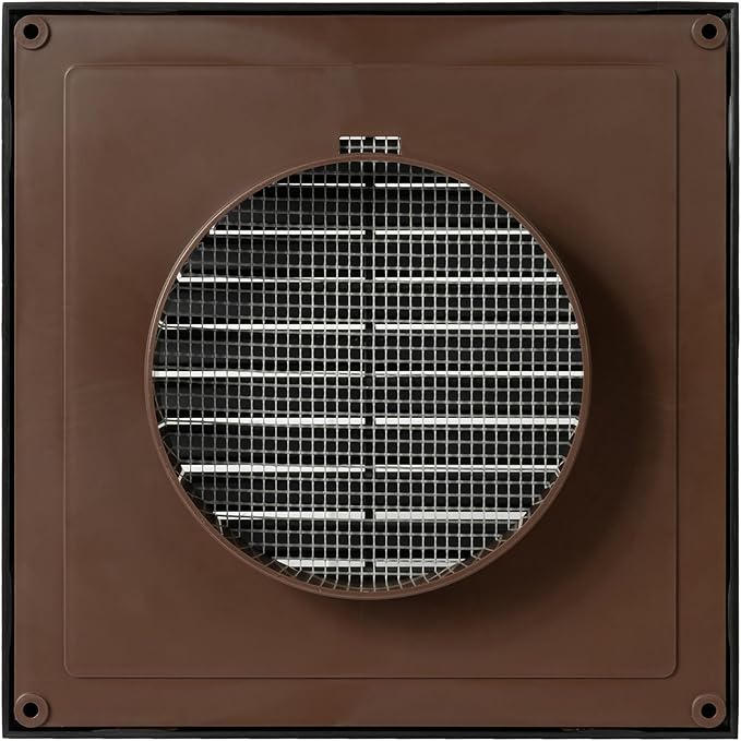 Black 4" Inch Ventilation Grille - Inside/Outside use - (Flange 3.9"Ø/Cover 6.7"x6.7") - Air Vent Louver - Exhaust Hood - Available 3 Sizes / 4 Colors, Black