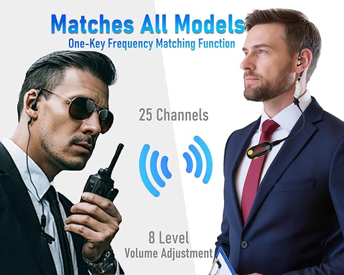 T-M9 Super Mini Walkie Talkies with Earpieces Small Portable FM Transceiver Mini Two Way Radios for Security, Restaurant, Workplace,Out Door Sport,Supermarket,Hospital,Tourism Black 2-Pack