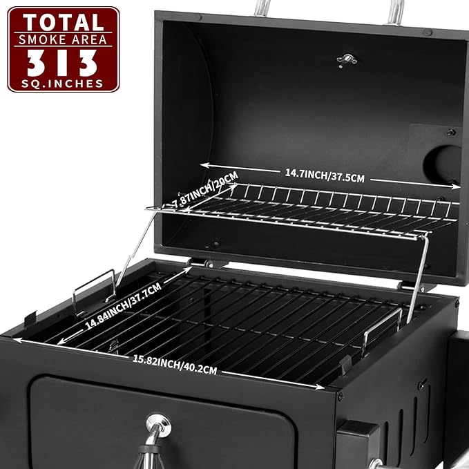 Portable Charcoal Grill, Tabletop Outdoor Barbecue Smoker, Small BBQ Grill for Outdoor Cooking Backyard Camping Picnics Beach by DNKMOR