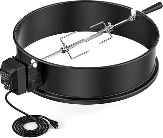 onlyfire Universal High-Temp Resistance Black Coated Steel Charcoal Kettle Rotisserie Ring Kit for Weber 2290 and Other Models