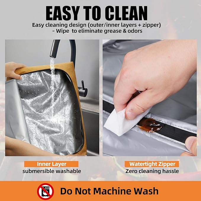 BBQ Blanket for Resting Meat, Leak-Proof & Reusable Insulated Meat Resting Bag, 270° Top Opening for Large Cuts, Meat Smoking Accessories Gifts for Men, Dad or for BBQ Lover - 21in