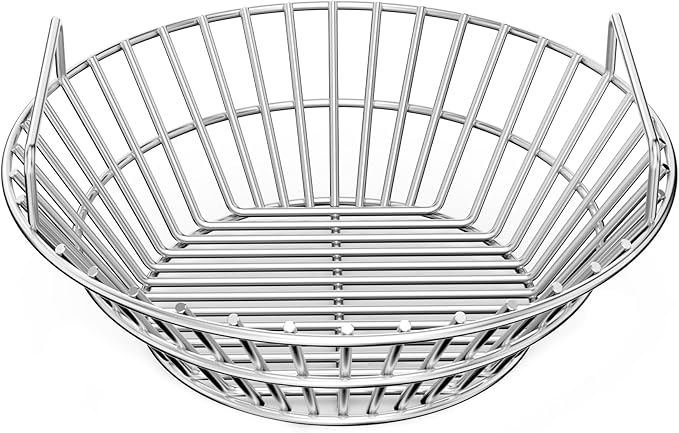 only fire Charcoal Ash Basket, Stainless Steel Charcoal Holder with Handles, Grilling Accessories, Fits Kamado Joe Classic and Large Big Green Egg Grills