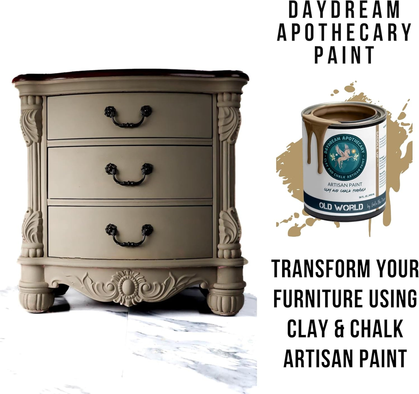 Daydream Apothecary Premium Chalk Style Paint for Furniture, Home Décor, Wood, DIY Interior Projects, Quick Dry, No Prep or Prime Needed, Matte Earthly Brown - 16oz
