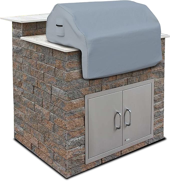 Covers & all Built-in Outdoor Grill Cover, Durable Heavy Duty 18 Oz Waterproof Cover Tuff Material with Air Pocket & Elastic for Snug Fit (48" W x 27" D x 26" H inches, Gray)