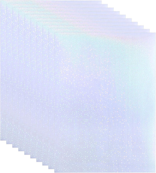 PATIKIL 11.7x8.3" Holographic Sticker Paper, 10Sheets A4 Polypropylene Self-Adhesive Transparent Waterproof Laminate Overlay Film for Photo Cards Scrapbook Decorations, Star