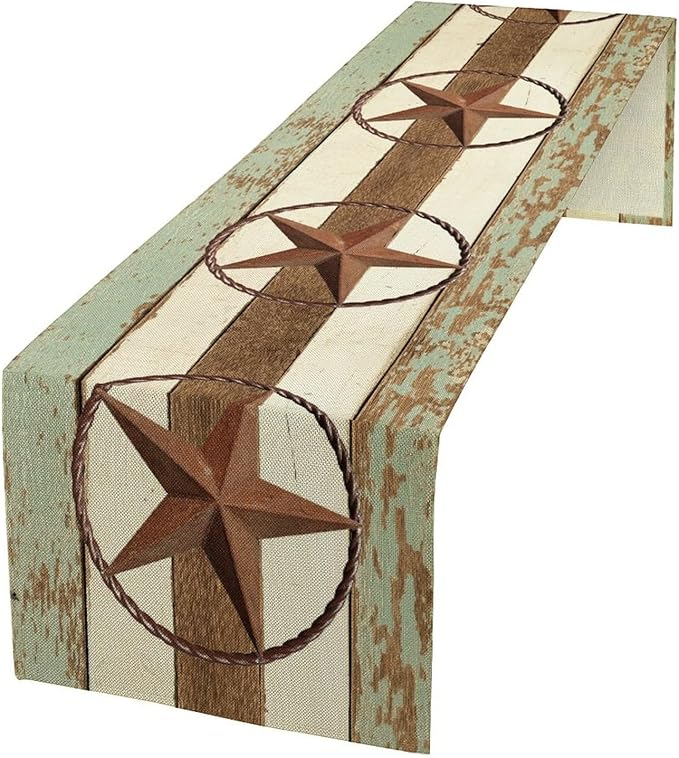 Texas Western Star Table Runner, Farmhouse Cowboy Country Barn Star Table Runners for Home Living Room Holiday Dinner Scarf Decor, 13x36inch