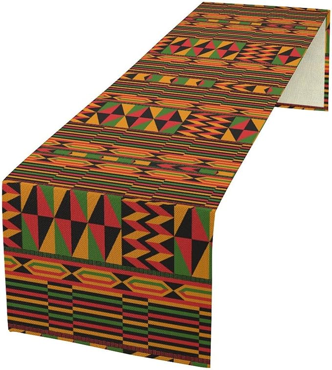 African Table Runner, Kwanzaa Black History Month Kente National Table Runner for Holiday Party Home Kitchen Dining Room 13x60in
