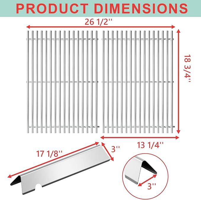 66095 Grill Grates & 66032 Flavorizer Bars for Weber GS4 Genesis II/LX 300 Series, Grill Parts for Genesis II S-310,E-330,E-310,S-330,S-335,E-345,SE-310, Cast Iron Grids for Weber 66795, 66802