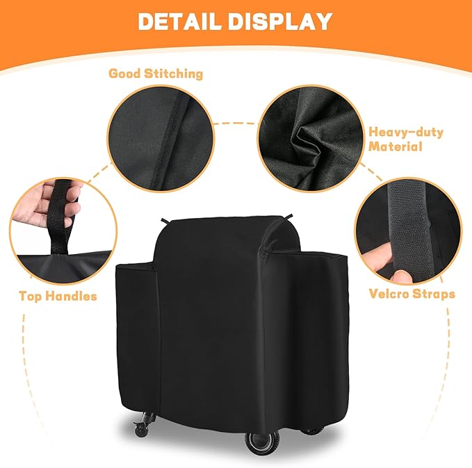 Outdoor 600D Heavy Duty Grill Cover for Traeger Ironwood 650 Series, Full-Length Grill Cover Grill Accessory Waterproof Pellet Cover Compatible with Traeger Ironwood 650 Accessories BAC505,Black