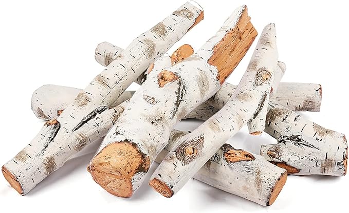 Gas Fireplace Logs, 6pcs Large 26.8" Birch Logs for Gas Fireplace Inserts, Fake Fireplace Logs Fireplace Decor, Gas Logs for Fireplace, Faux Fireplace Logs for All Types of Fireplace, Outdoor Fire Pit