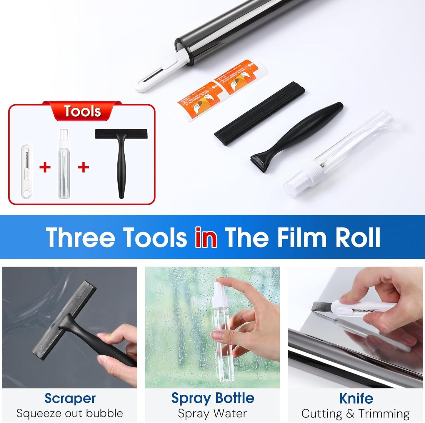 Homein One Way Privacy Window Film with Tool Window Tint for Home Film See Out Not in Heat Control Sun Blocking Mirror Reflective Anti UV Covering Static Cling No Glue Black-Sliver 17.5 x 78.7 inch