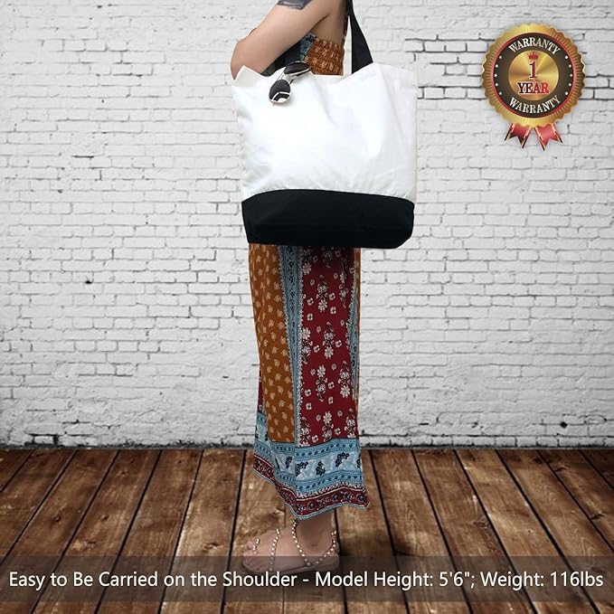 TOPDesign 24-Pack Super Strong Large 12oz Cotton Canvas Tote Bags, Reusable Grocery Shopping Cloth Bags, Fashionable Two-Tone Totes for Crafts, DIY Your Creative Designs