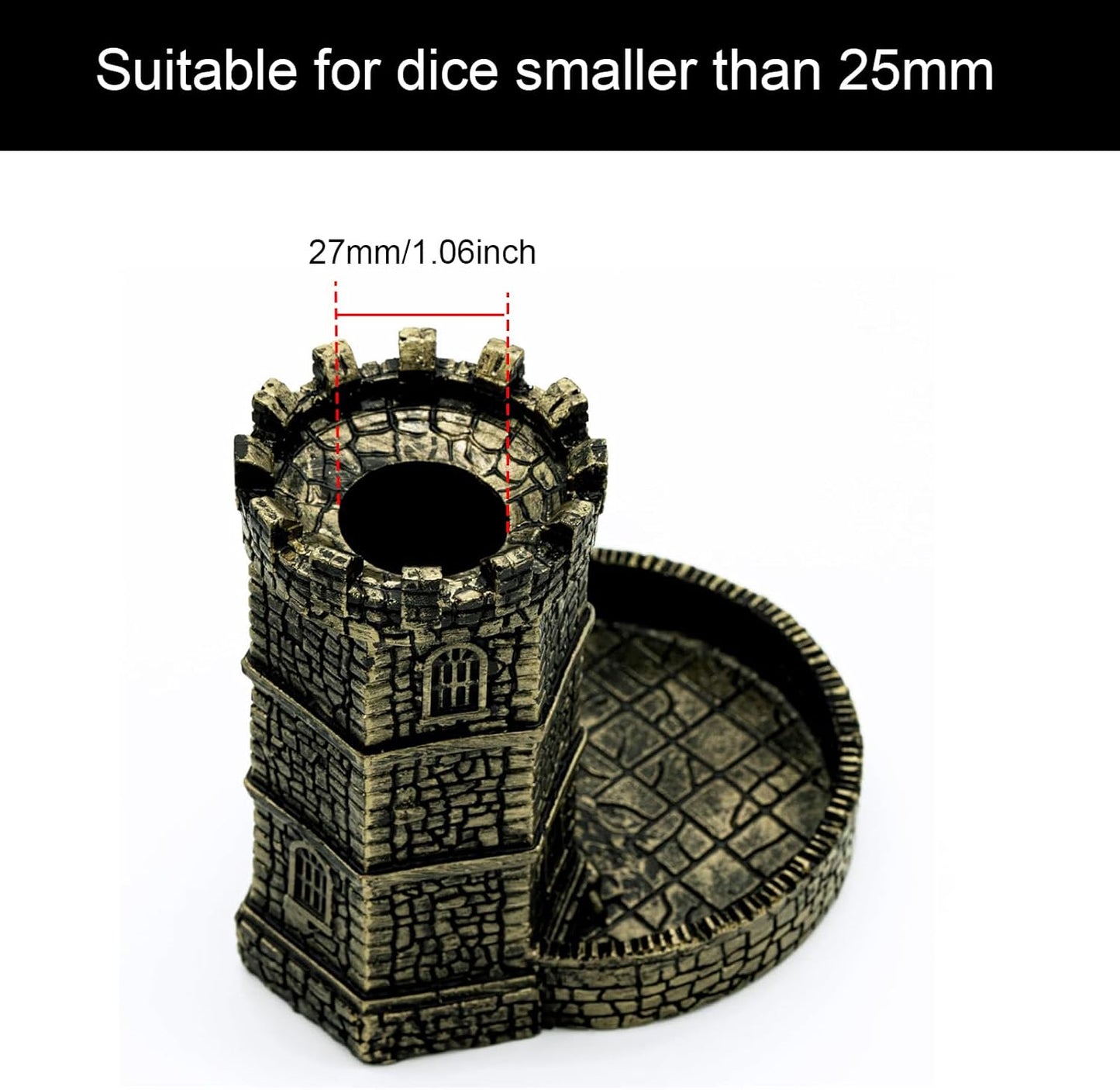 D&D Dice Tower, Castle Dice Rolling Tower for Role Playing Game | Easy Roller Perfect for DND Board Game and RPG (Ancient Golden)