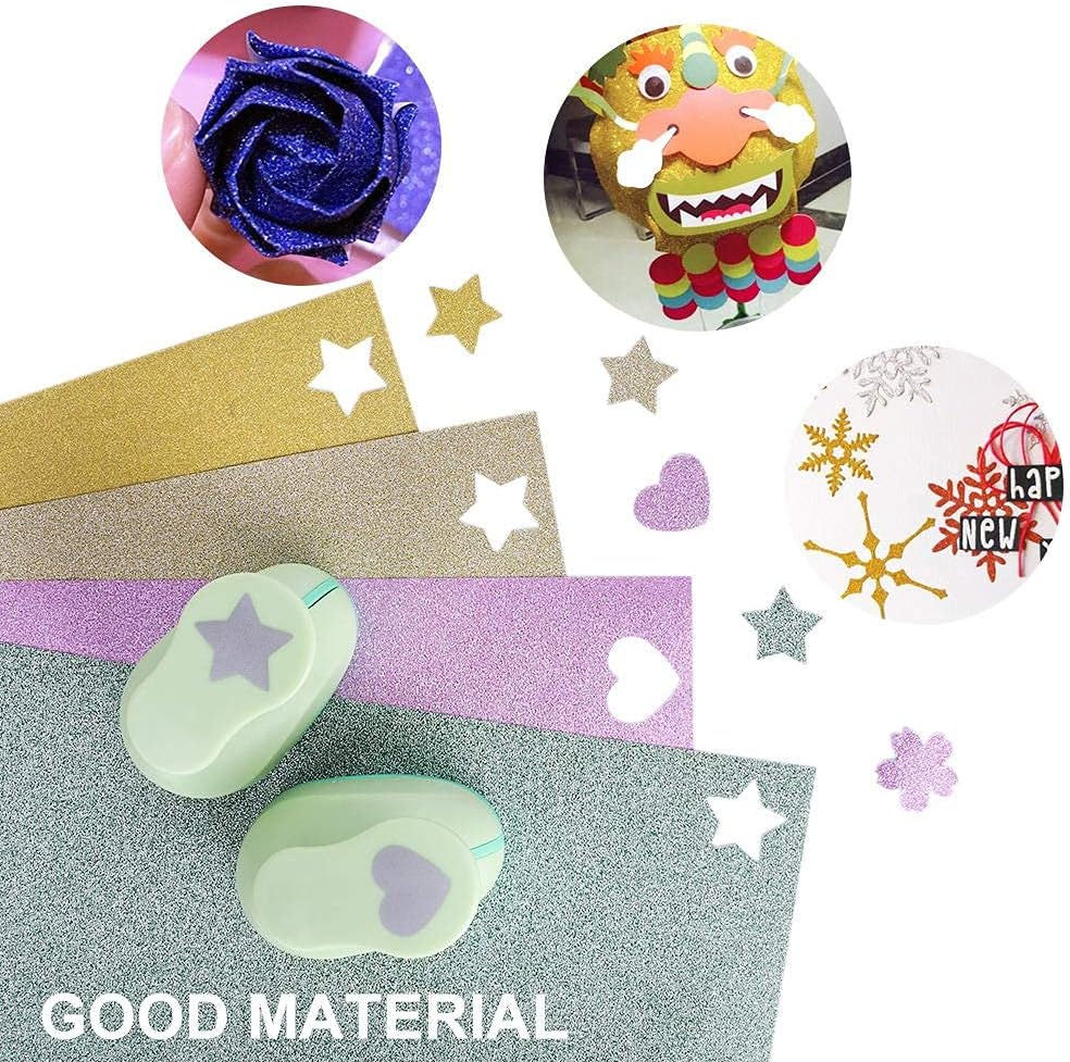 UCEC Glitter Cardstock Paper, 50 Sheets 10 Colors, 8.3 x 11.7 Inch Self-Adhesive Glitter Sticker Paper for Card Making, Sparkly Papers for Craft DIY Halloween Party Scrapbooking Gift, A4, 80 GSM