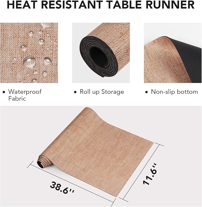Trivet Table Runner Hot Plates Mat 12 X 40 Inch Heat Resistant Table Protector Waterproof Decorative Farmhouse Kitchen Trivets Counter Heat Proof Placemats for Hot Dishes (Light Line)