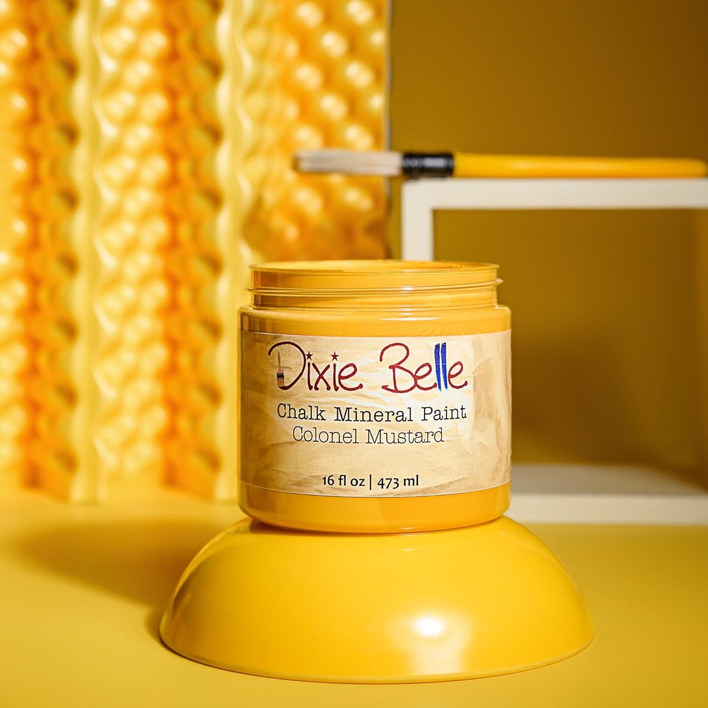 Dixie Belle Paint Company Chalk Finish Furniture Paint - Colonel Mustard (4oz) - Matte Retro Yellow Chic Chalk Mineral DIY Furniture Paint
