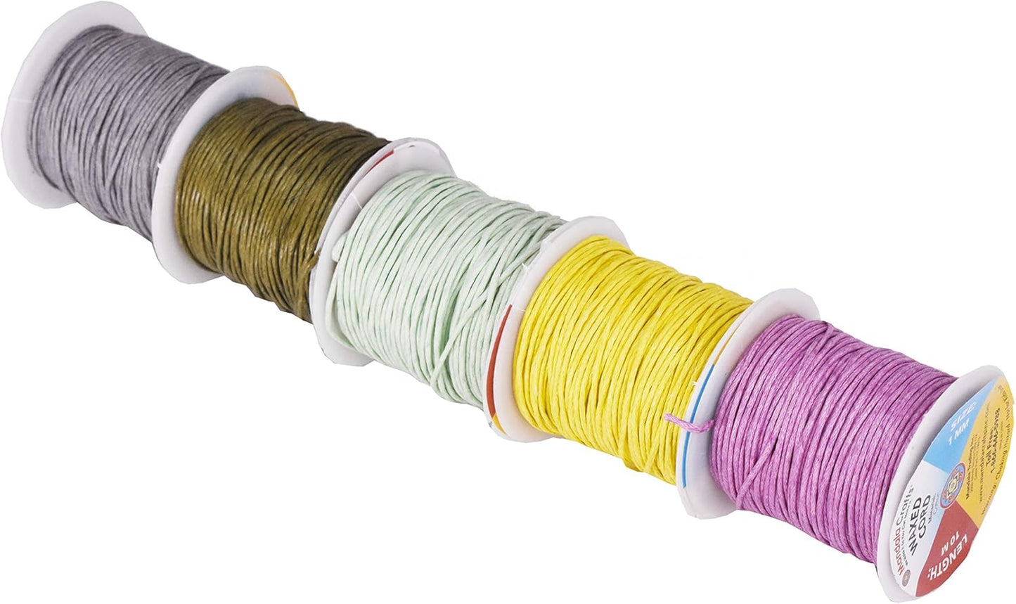 Mandala Crafts 1mm 273 Yards Assorted Cotton Waxed Cord for Jewelry Making Bracelet Cord Waxed String - Beading String Thread Jewelry Cords for Necklaces String