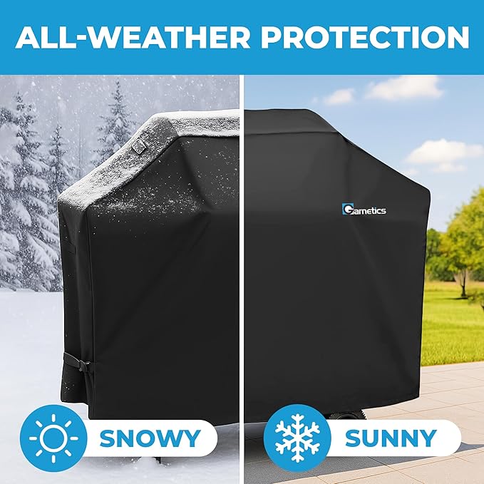 Grill Cover for Outdoor Grill 64 Inch – Bonus Grill Cleaning Brush Included, Heavy Duty Waterproof BBQ Gas Grill Cover for Outside, UV & Fade Resistant, Fits Most 4-Burner Grills