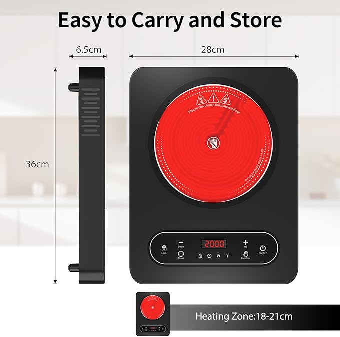 VBGK Single Burner Electric Cooktop,110V 1800W Electric Stove Top with LED Touch Control,10 Power Levels, 4 hTimer, Safety Lock,Portable cooktop,Overheat protection