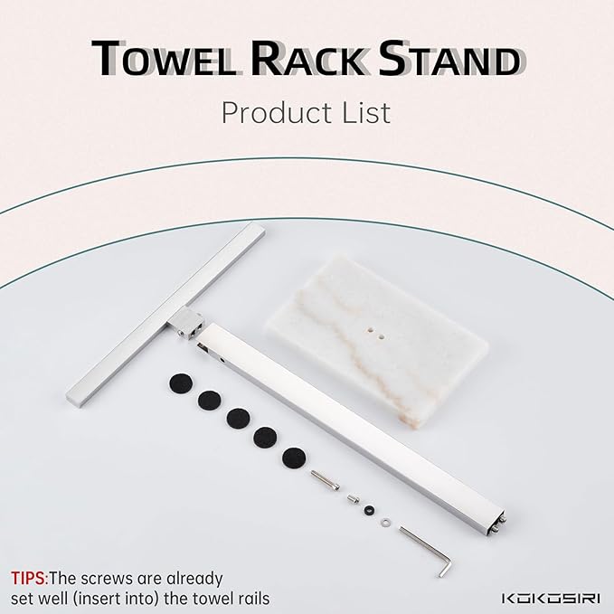 KOKOSIRI Hand Towel Rack Stand Towel Bar with Marble Base for Bathroom Kitchen Vanity Countertop, Polished Stainless Steel 15.7'' Height THS0002-SM-CH