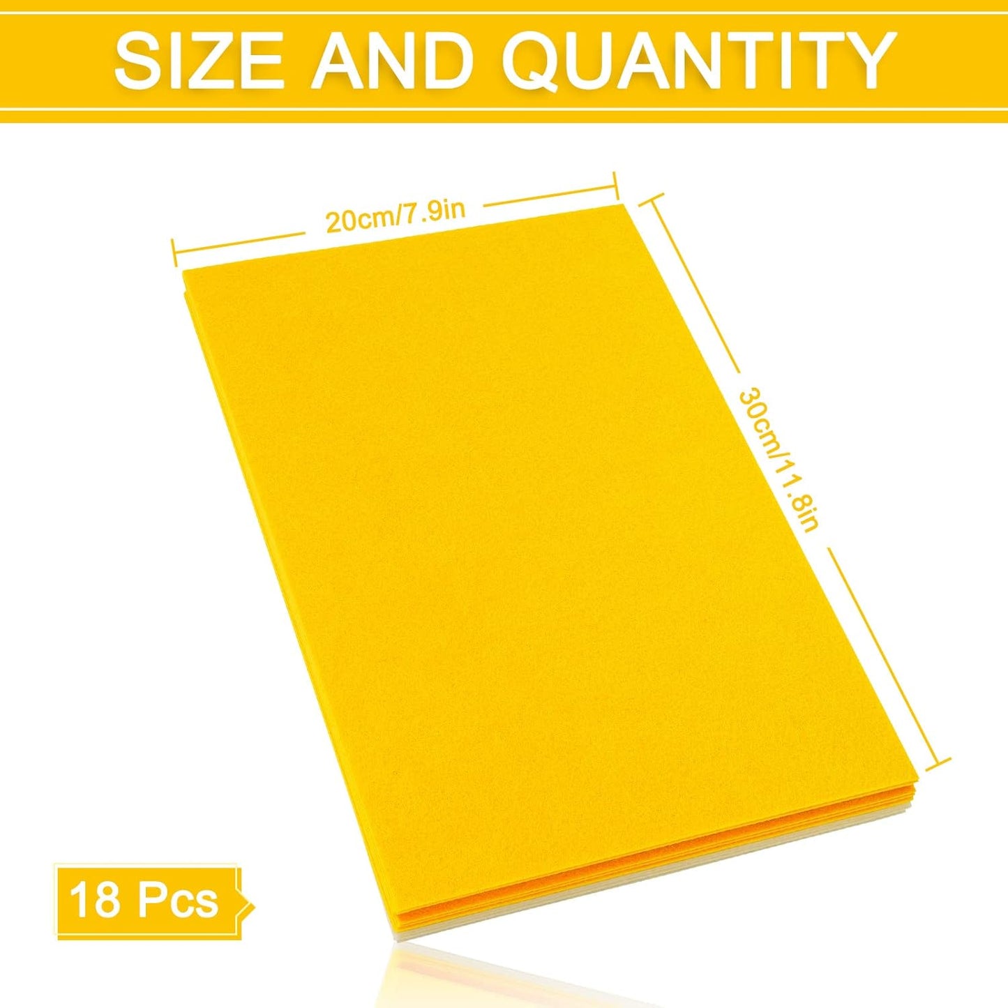 Whaline 18Pcs Felt Fabric Sheets Soft Thick Assorted Yellow Craft Felt Pack for DIY Craft Sewing Patchwork Art Projects, 3 Colors, 7.9 x 11.8 Inch