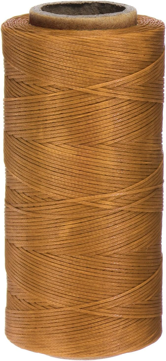 uxcell 150D 0.8mm Flat Waxed Thread 284 Yards Polyester Leather Sewing Waxed String Hand Stitching Cord for Leather Stitching Sewing Bookbinding DIY Craft Golden Yellow