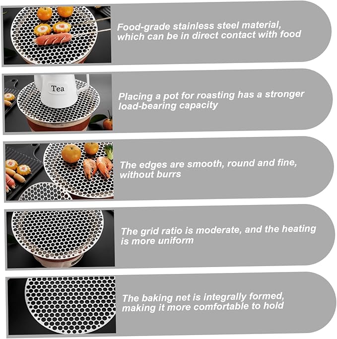 Round Grill Grate, 9.5 Inch Stainless Steel Grill Grate, Heat-Resistant Heavy Duty Cooking Rack for Garden Camping Picnic Hiking Outdoor
