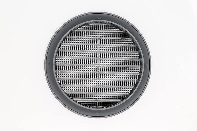 Graphite/Gray 5" Inch Round Ventilation Grille with Insect mesh. (Duct 5Ø / Grille 6Ø) Ventilation Applications. Indoor and Outdoor Vent Cover. Available 3 Sizes / 4 Colors.