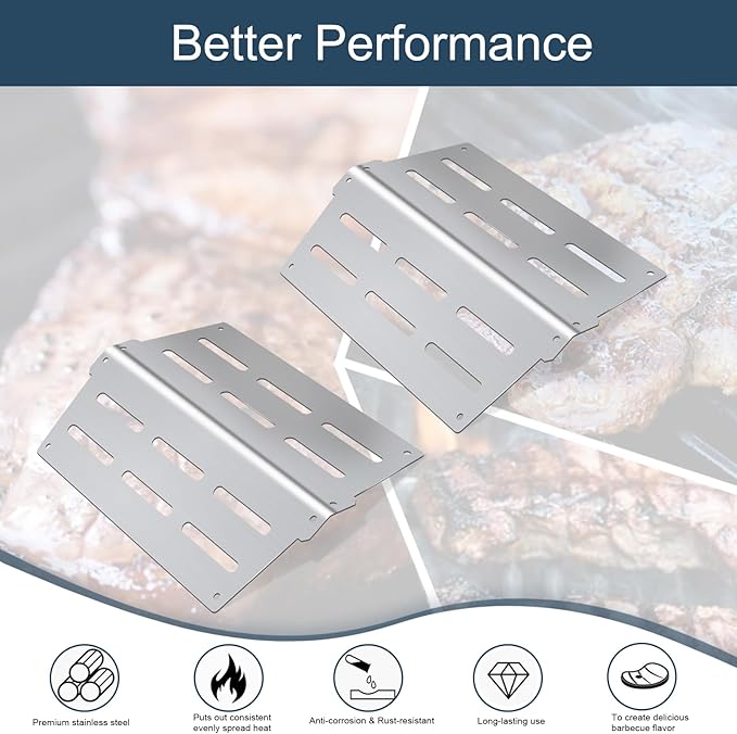 Heat Deflectors for Weber Genesis 300 Series Grills with Front Control Knob, Genesis S310 S320 S330 E310 E320 E330,13.26" Heat Deflectors for Weber 7620 7621 (7622 * 2, 304 Stainless Steel)