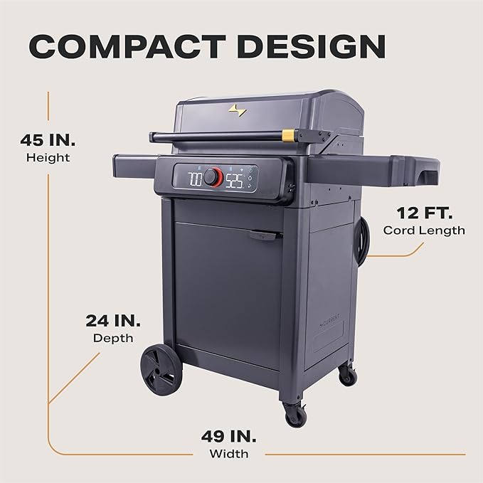 Current Model G Dual Zone Grill, Smart Electric Outdoor Grill with 200°F to 700°F Range for Searing & Roasting, Digital Precision, Independent Heat Zones, Apartment-Friendly & Weather-Resistant