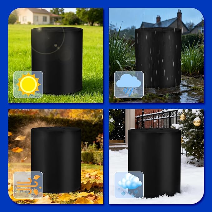 Fire Pit Cover for Ninja Fireside360, 600D Round Oxford Water-Resistant Dust Leaf Proof Firepit Heater Cover Outdoor Protect Accessories Reinforced Handle Drawstring Hem