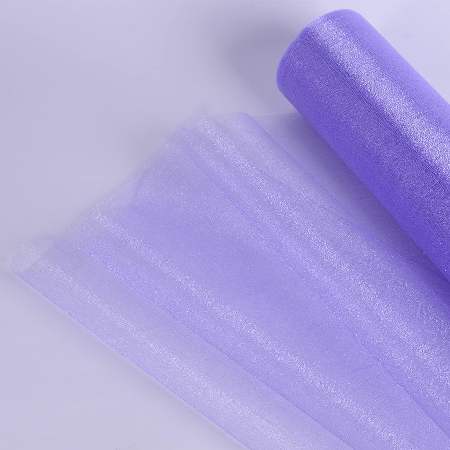 Crystal Organza Fabric Tulle - 16" by 50 Yards Sheer Fabric for Wedding Party Decoration Bridal Shower Tutu Roll Netting Spool Ribbon Wrapping (Lavendar)